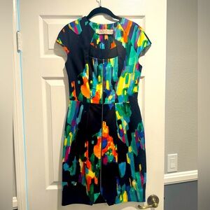 Lela Rose Colorful Front Zipper Dress